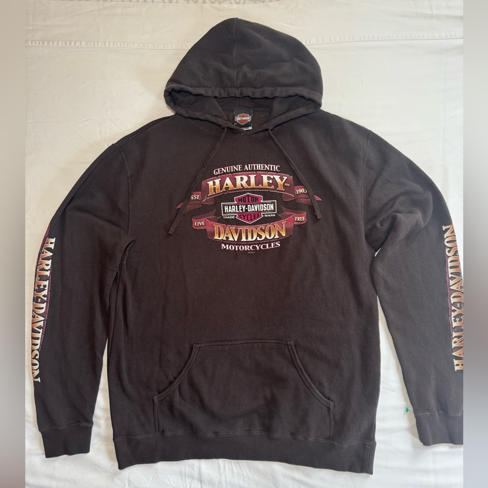 Harley Davidson Brown 2012 Live Free Hoodie Sweatshirt